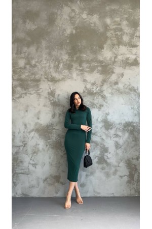 204806 TOPTAN ZÜMRÜT YEŞİL ELBİSE