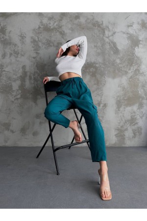 205177 TOPTAN ZÜMRÜT YEŞİL PANTOLON