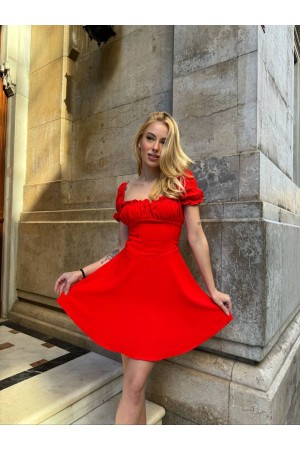 205195 TOPTAN KIRMIZI ELBİSE