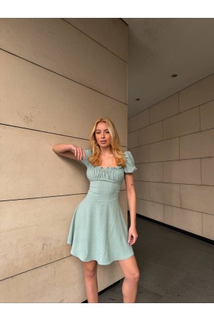 205196 TOPTAN SU YEŞİL ELBİSE