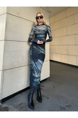 205246 TOPTAN DESENLİ ELBİSE