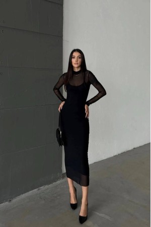 205274 TOPTAN SİYAH ELBİSE