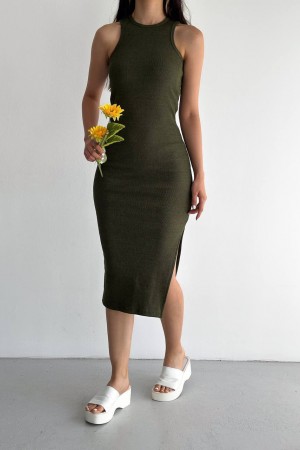 205454 TOPTAN HAKİ ELBİSE