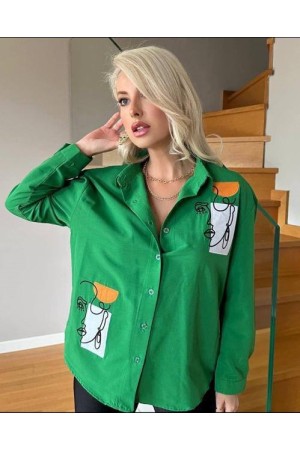 205581 TOPTAN YEŞİL GÖMLEK