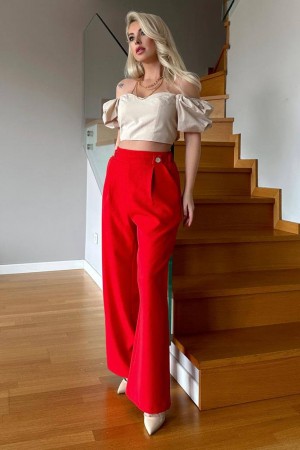 205586 TOPTAN KIRMIZI PANTOLON