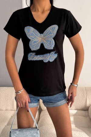 205766 TOPTAN SİYAH TSHIRT