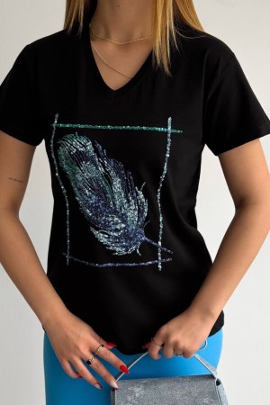 205807 TOPTAN SİYAH TSHIRT