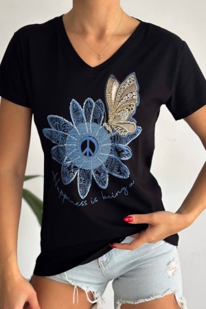 205810 TOPTAN SİYAH TSHIRT