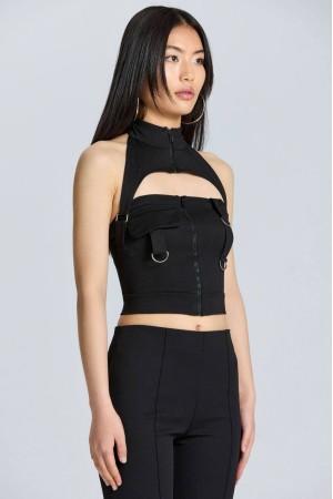 206772 TOPTAN SİYAH CROP