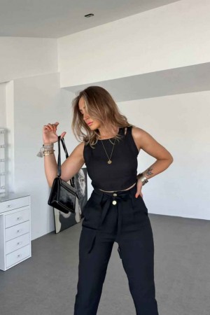 206831 black Pants suit
