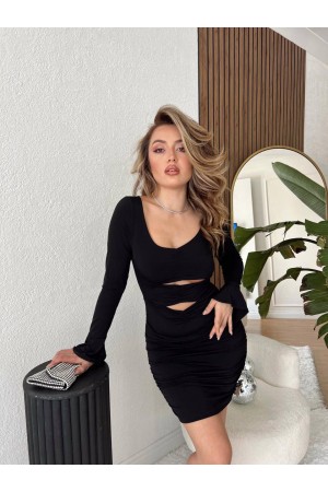 207188 TOPTAN SİYAH ELBİSE