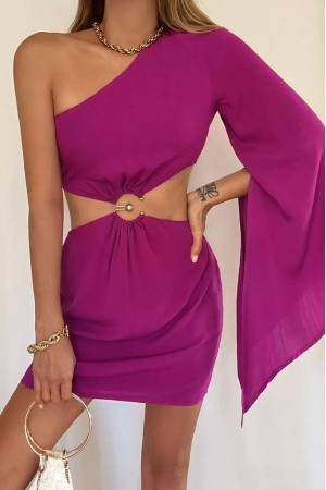 207255 TOPTAN FUŞYA ELBİSE