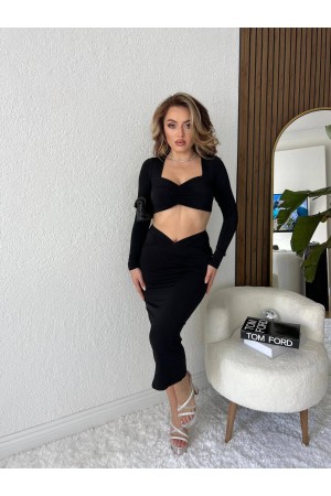 207263 TOPTAN SİYAH ETEK TAKIM