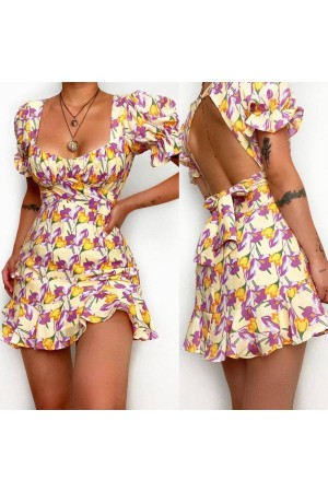 207273 TOPTAN DESENLİ ELBİSE