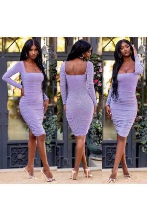 207280 TOPTAN LİLA ELBİSE