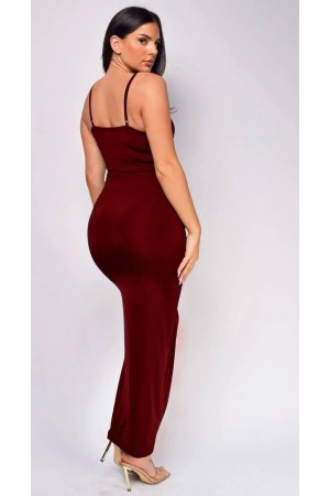 207317 TOPTAN BORDO ELBİSE