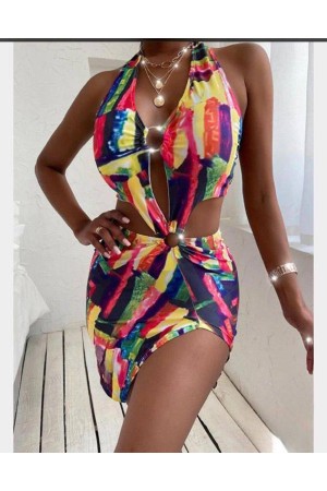 207376 TOPTAN DESENLİ ELBİSE