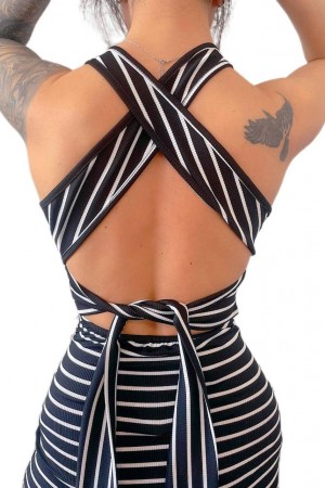 209327 TOPTAN ÇİZGİLİ ELBİSE