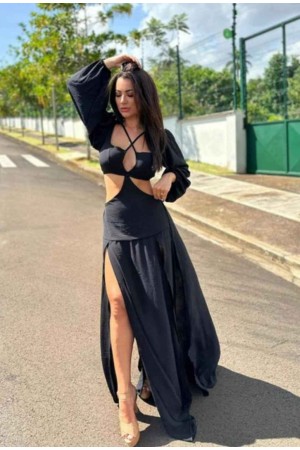 209380 TOPTAN SİYAH ELBİSE