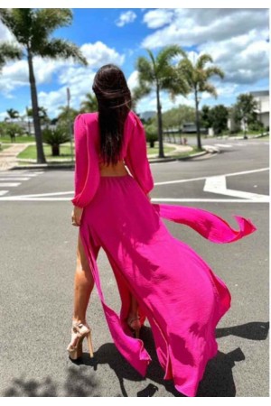 209381 TOPTAN FUŞYA ELBİSE