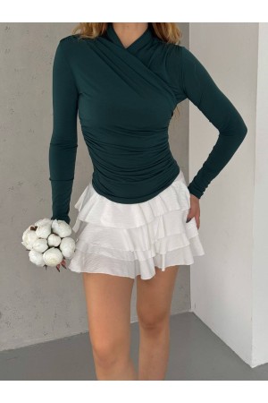 209809 TOPTAN ZÜMRÜT YEŞİL BLUZ