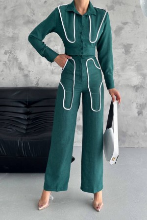 209812 TOPTAN ZÜMRÜT YEŞİL PANTOLON TAKIM