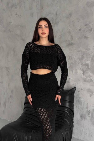 210003 TOPTAN SİYAH ETEK TAKIM