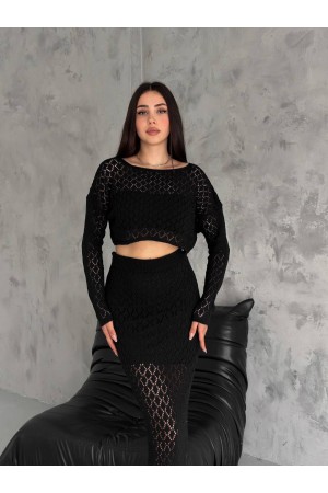 210003 TOPTAN SİYAH ETEK TAKIM