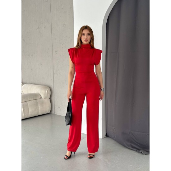 210007 red Pants suit