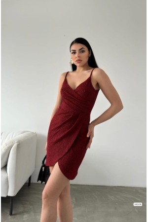 210236 TOPTAN BORDO ELBİSE