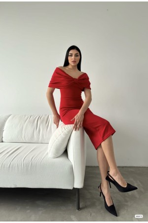 210261 TOPTAN KIRMIZI ELBİSE