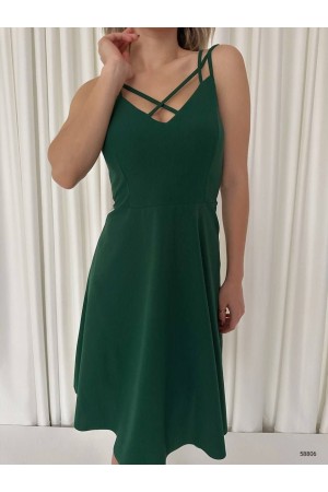 210327 TOPTAN ZÜMRÜT YEŞİL ELBİSE