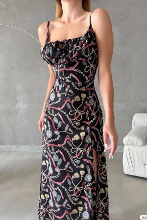 210448 TOPTAN DESENLİ ELBİSE