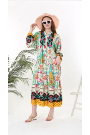 211138 TOPTAN DESENLİ ELBİSE