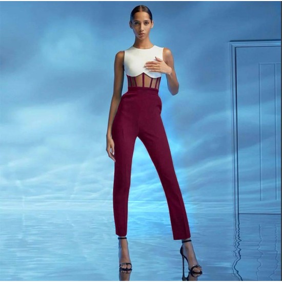 211435 burgundy OVERALLS