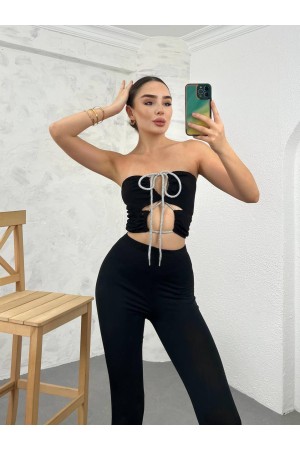 211476 TOPTAN SİYAH PANTOLON TAKIM