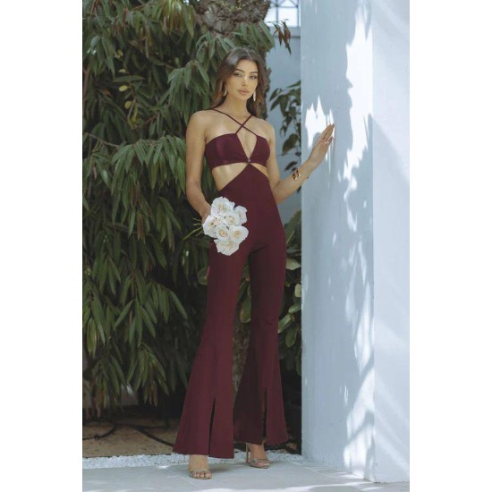 211508 burgundy OVERALLS
