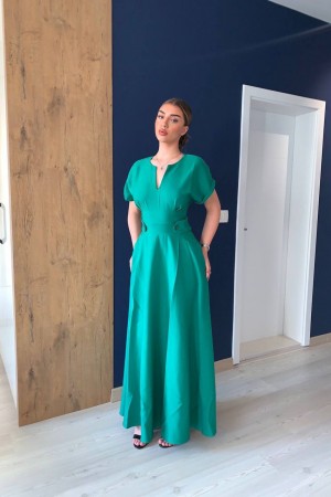 211559 TOPTAN YEŞİL ELBİSE