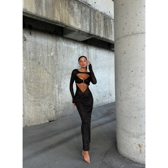 212110 black Evening dress