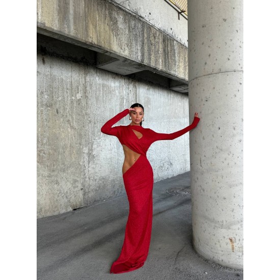 212128 red Evening dress