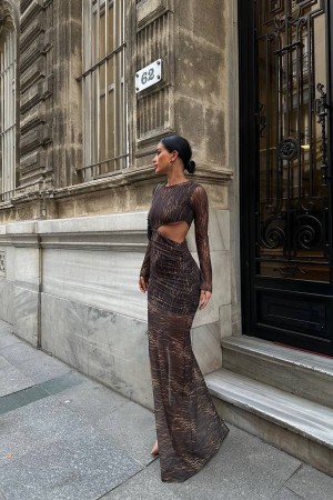 212145 patterned Evening dress