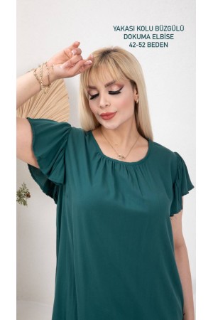 212234 TOPTAN ZÜMRÜT YEŞİL ELBİSE