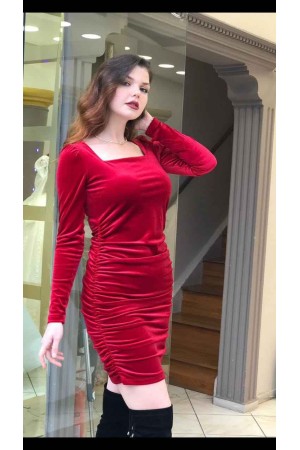 212631 TOPTAN KIRMIZI ELBİSE