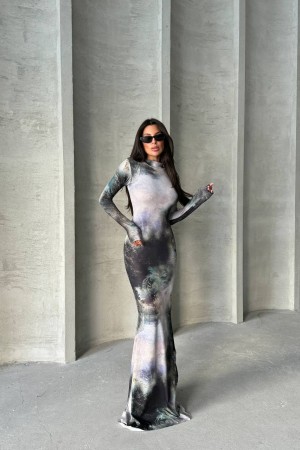 213789 TOPTAN DESENLİ ELBİSE