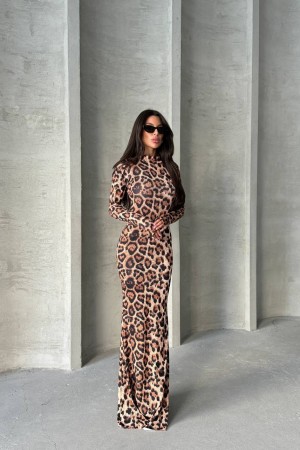213790 TOPTAN LEOPAR ELBİSE