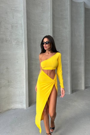 213791 yellow Evening dress