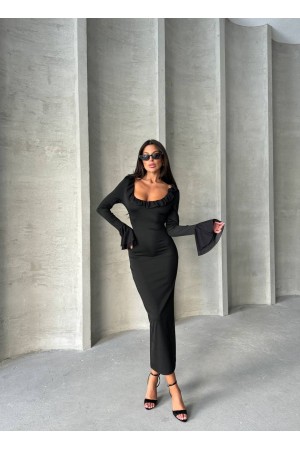 213801 TOPTAN SİYAH ELBİSE