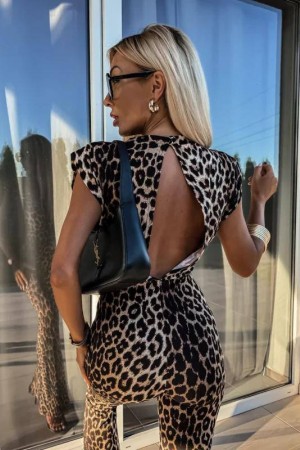 213805 leopard OVERALLS