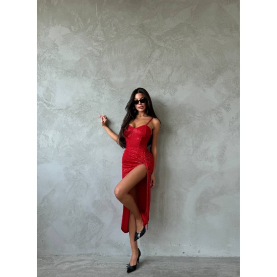 213814 TOPTAN KIRMIZI ABİYE