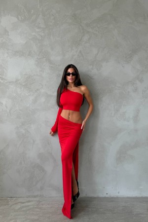 213817 TOPTAN KIRMIZI ELBİSE